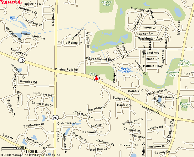 Map to Hoosier Grove Park in Streamwood